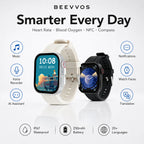 BEEVVOS GT3 Bluetooth calling smart watch with heart rate, blood oxygen, NFC, compass and smart notifications