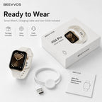 EEVVOS H26 Pro smart watch package with watch, charging cable and user guide for daily wearable use