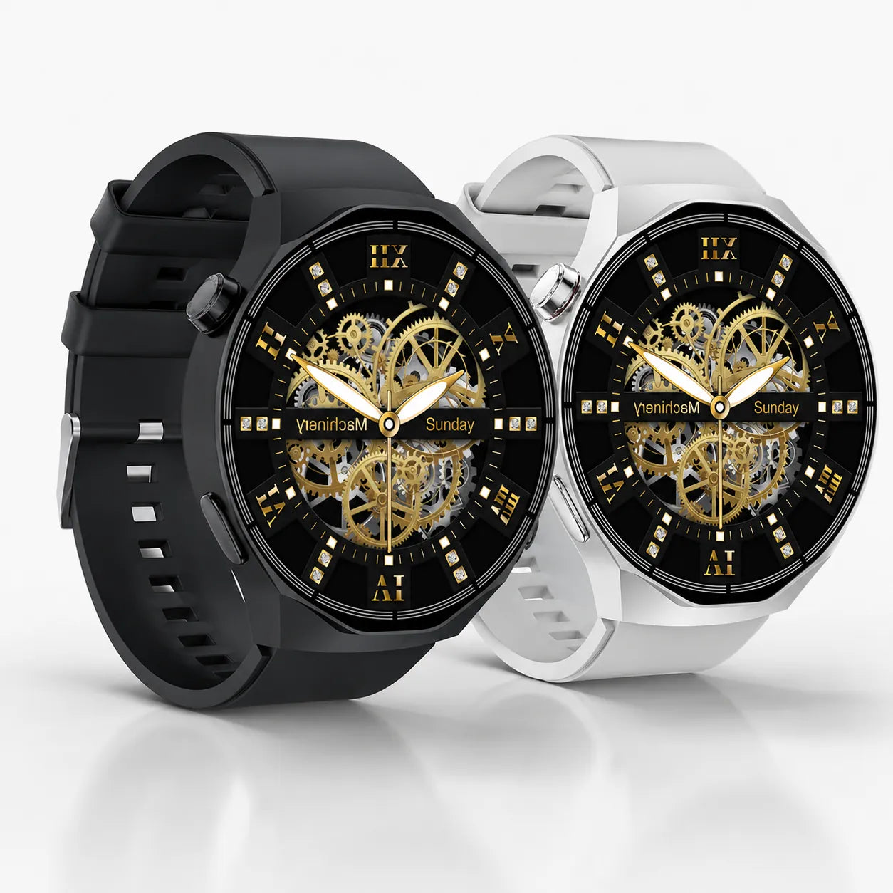 BEEVVOS HT30 smart watch in black and silver with round AMOLED display and Bluetooth calling design