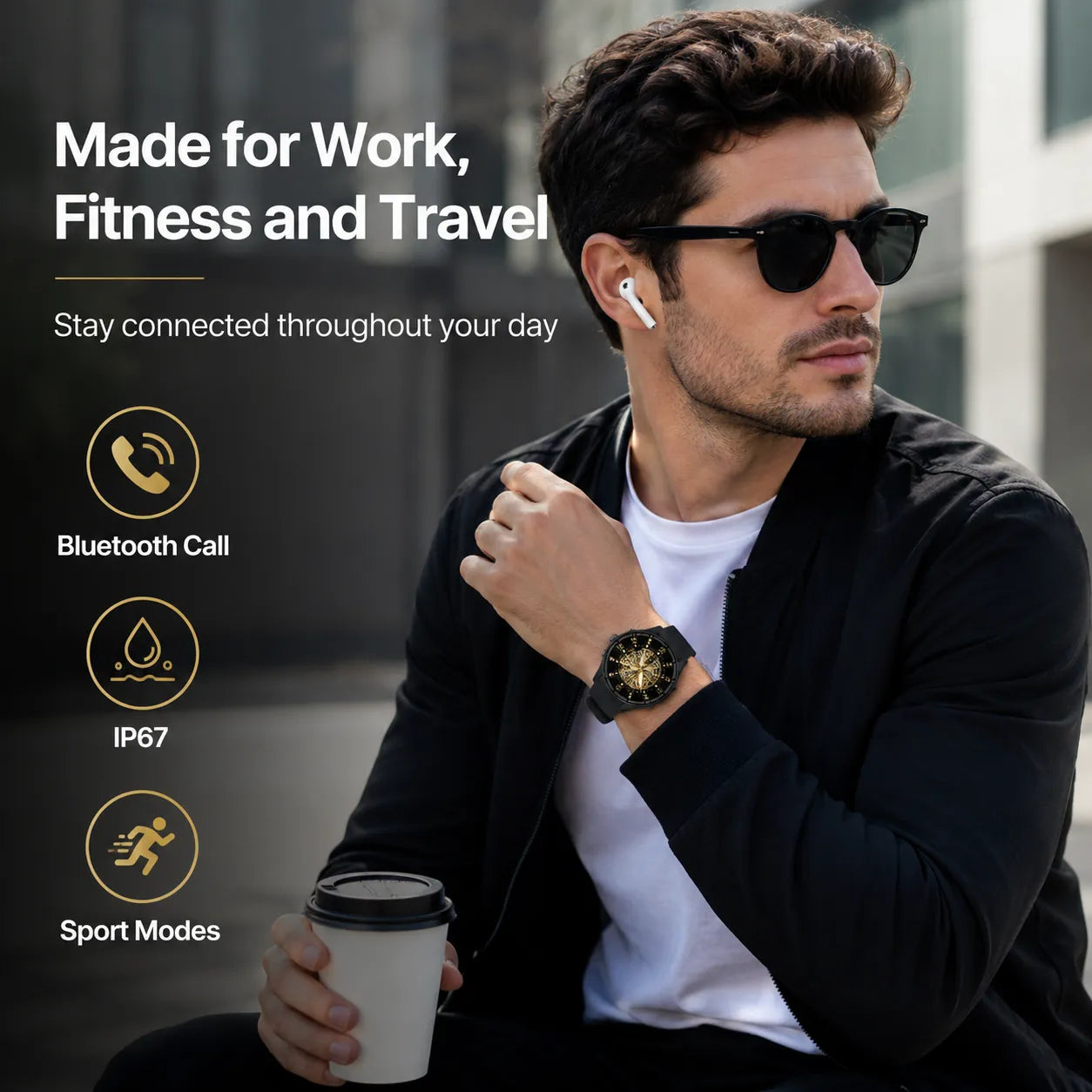 BEEVVOS HT30 smart watch worn for daily fitness, work, travel and connected lifestyle use