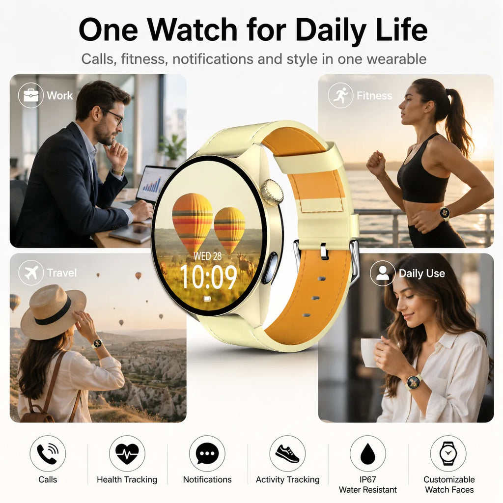 BEEVVOS HT50 smart watch lifestyle summary for office, outdoor, fitness and everyday connected use