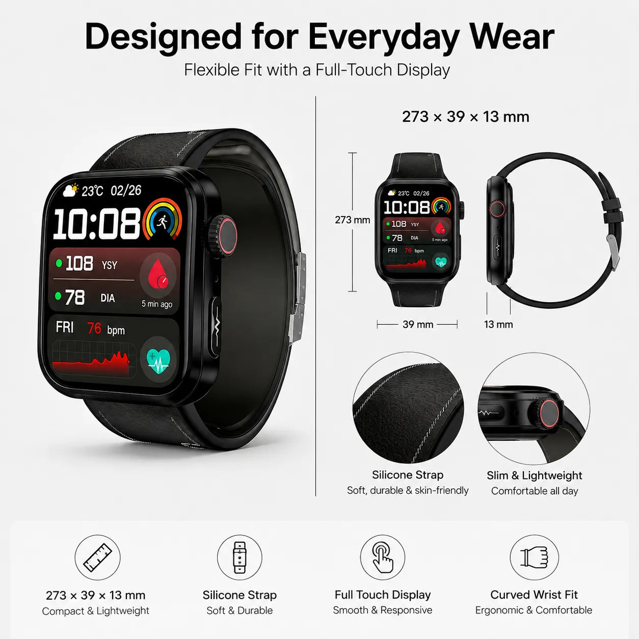 BEEVVOS M15 PRO smart watch showing its air-pump pressure sensor and detachable TPU airbag for wrist blood pressure monitoring