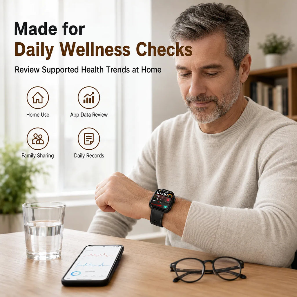 BEEVVOS M15 PRO smart watch for daily wellness tracking, walking, sleep monitoring, activity records and message reminders