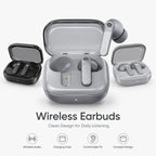 Detailed view of BEEVVOS R630 earbuds showing the in-ear shape, stem texture and compact charging case structure.