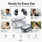 BEEVVOS LDW-630 gray and white open-ear earbuds for office calls, commuting, home listening and walking.