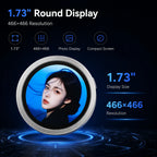 BEEVVOS IX06 portable round smart display showing a clear 466x466 screen for photo display and visual preview
