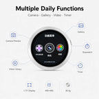 BEEVVOS IX06 round secondary display with camera preview, gallery, video library, stopwatch and timer functions