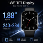 BEEVVOS Y3 smart watch showing large 1.88 inch TFT screen and 240 by 284 display resolution