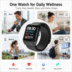 BEEVVOS U16 blood pressure smart watch for daily step counting, heart rate and SpO2 wellness tracking