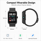 BEEVVOS U16 black health monitoring smart watch for office, home, travel and daily wellness reference use