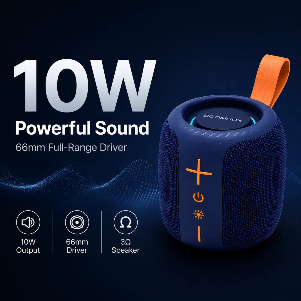 BEEVVOS AC75 10W portable Bluetooth speaker featuring a listed 66 mm driver for everyday audio playback.