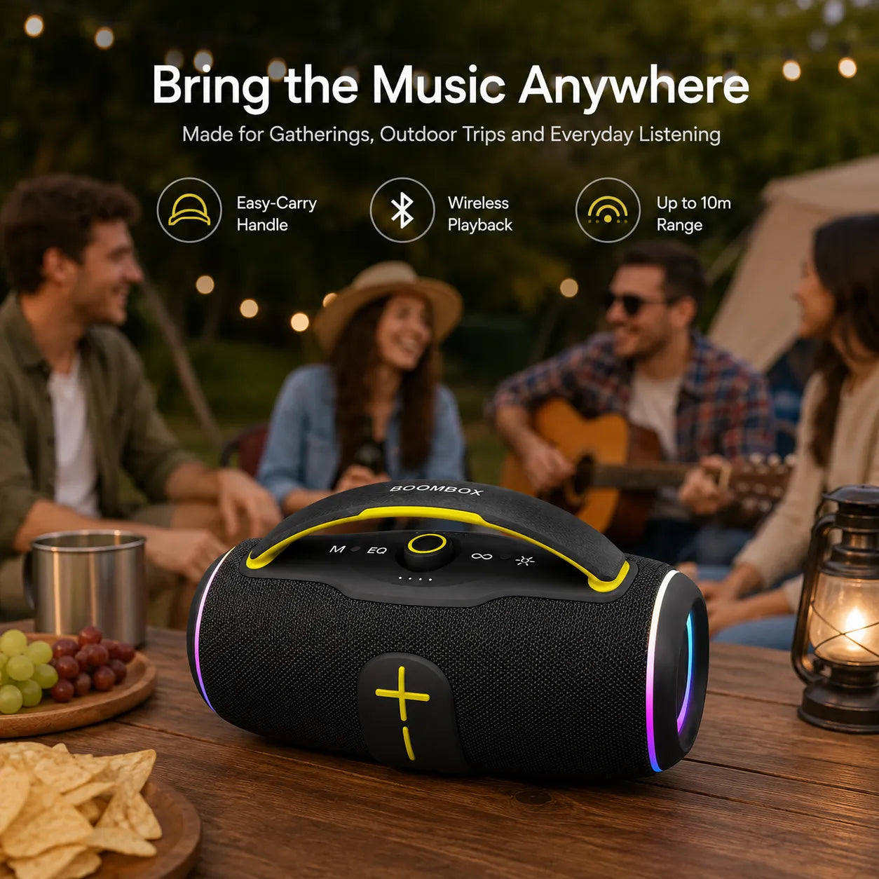 BEEVVOS P45 Pro portable Bluetooth speaker used for home listening, travel, picnics and small indoor gatherings.