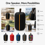 BEEVVOS KMS258 portable speaker overview with five styles, TWS pairing, FM radio and TF card connectivity.