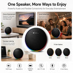 BEEVVOS LP19 Bluetooth speaker in gold, silver and black with portable audio features for home and party use