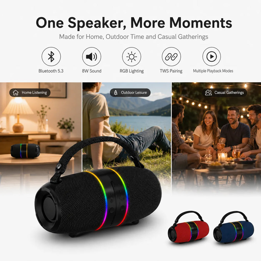 BEEVVOS M35 wireless portable speaker for home, travel and picnic use with multiple playback options