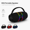 BEEVVOS M35 portable Bluetooth speaker with carry handle, RGB light and black, red and blue color options