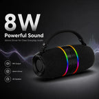 BEEVVOS M35 portable speaker showing 8W listed output and two 66 mm drivers for everyday audio playback