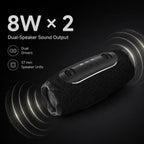BEEVVOS 5 Mini Bluetooth speaker with dual 57 mm drivers and 8W by 2 rated output for portable music playback.