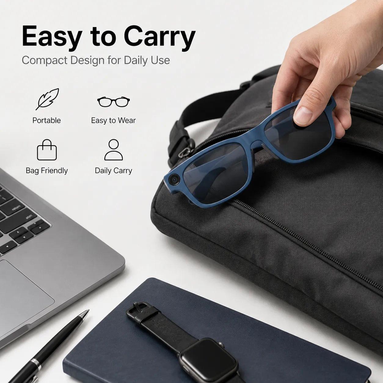 BEEVVOS S2 Max camera smart glasses worn during travel for first-person daily and outdoor content capture