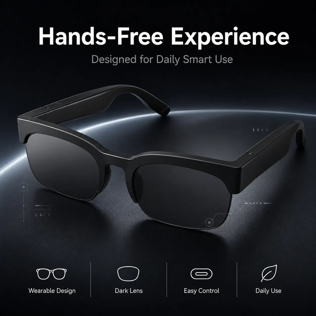 BEEVVOS XG89 smart audio sunglasses shown from the side with an integrated temple design for convenient everyday listening