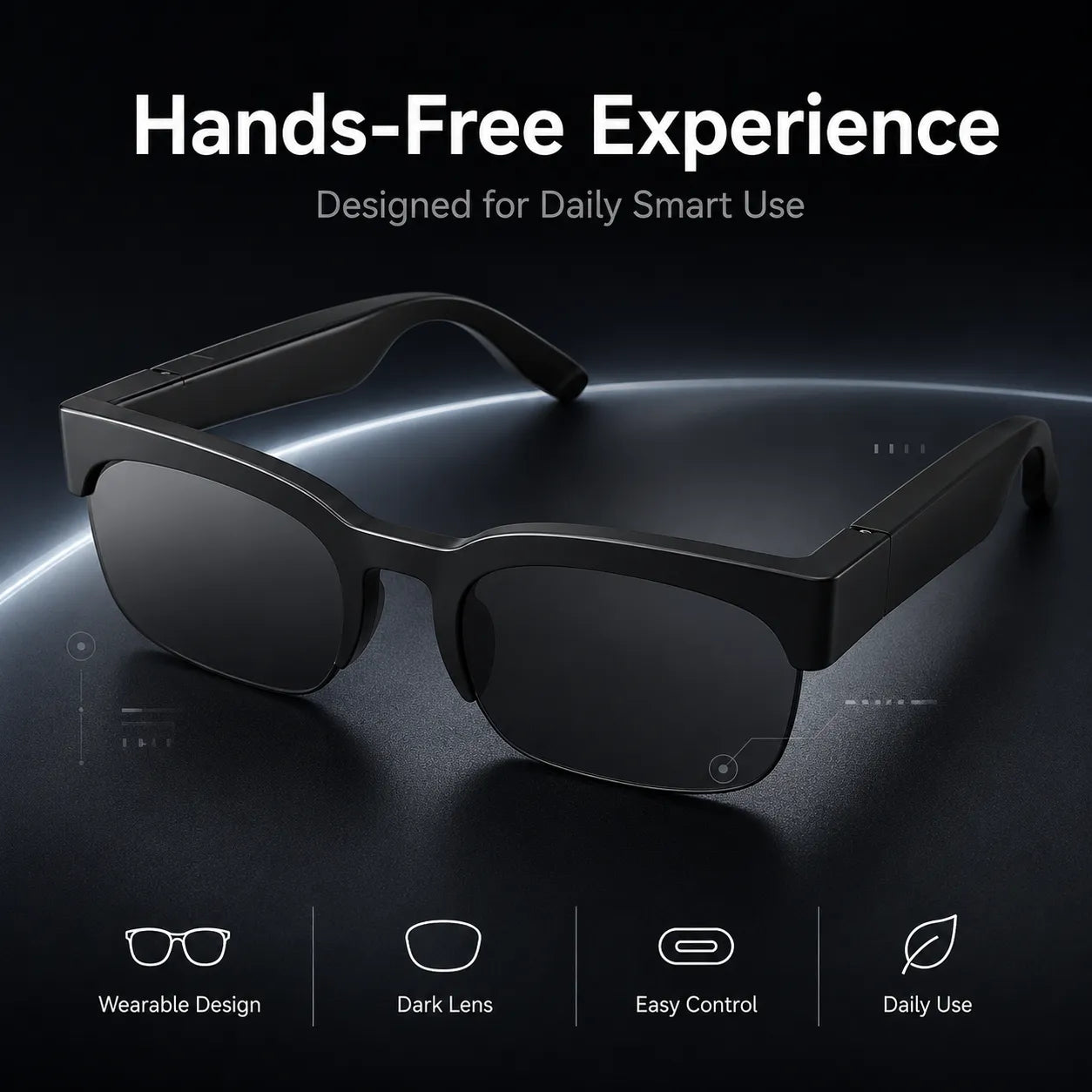 BEEVVOS XG89 smart audio sunglasses shown from the side with an integrated temple design for convenient everyday listening